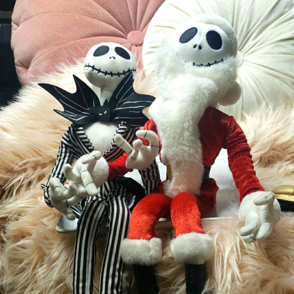 DISNEY JACK SKELLINGTON AND SANTA 27" PLUSHIES